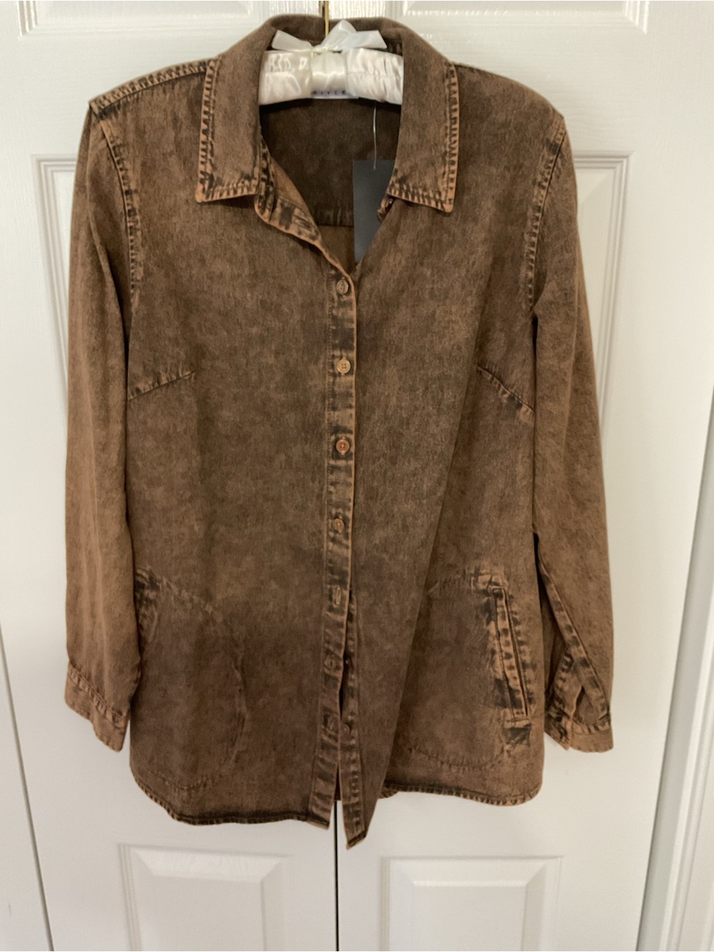 Joan Rivers Casual  Vintage Washed Brown Button-Up Shirt - Picture 2 of 8